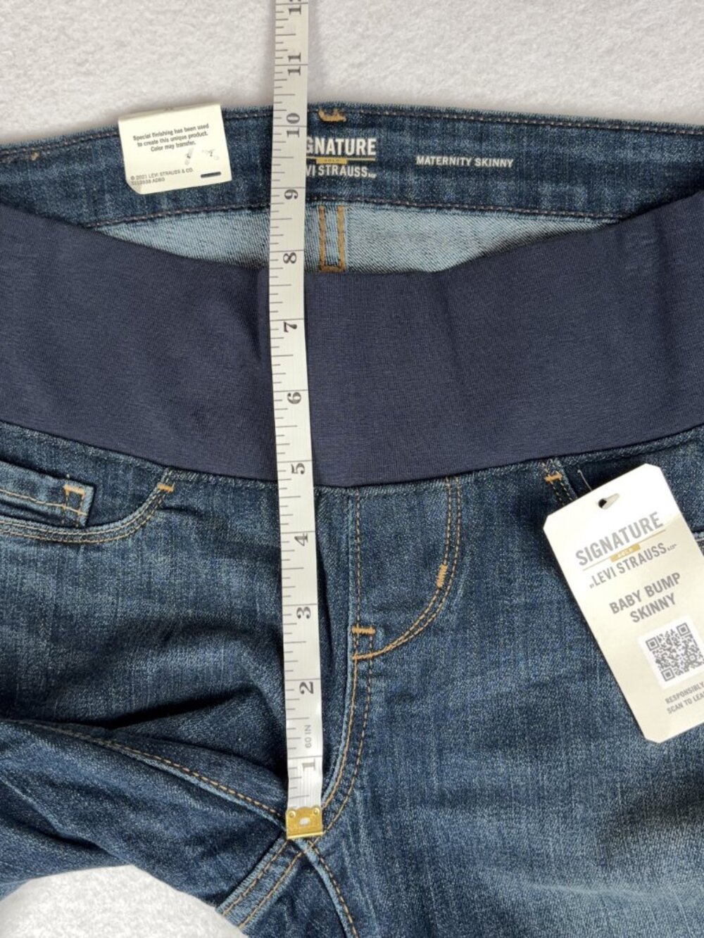 Levi Strauss Signature Gold Baby Bump Skinny Jeans Women’s XS Blue Maternity NWT - Picture 7 of 11